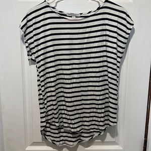 Green Envelope White & Navy striped Top - Large